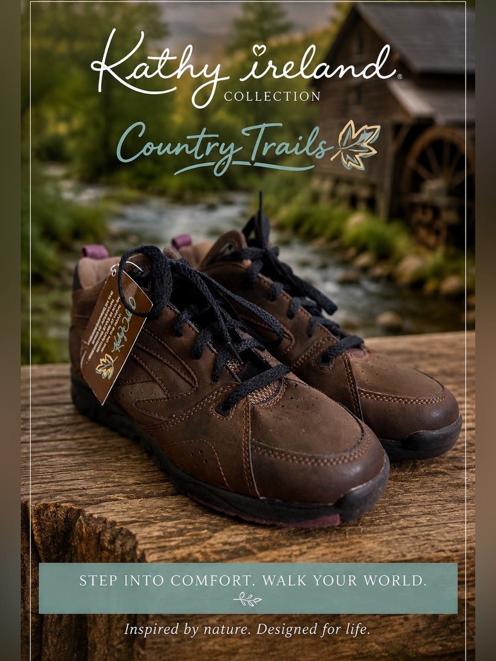 Kathy Ireland Country Trails Brown Hiking Trail Shoes Women's Size 10 NWT